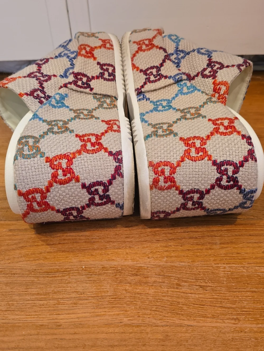 Gucci Women’s Multicolor GG Canvas Wedge Sandals